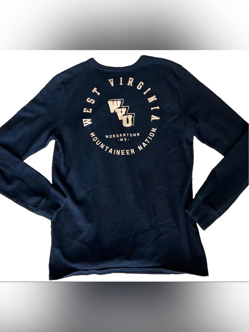 Nike West Virginia Mountaineer Nation T Shirt Mens L Blue White Morgantown